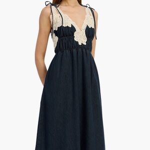 NWT En Saison Natalia Lace Trim Midi Dress Size XS